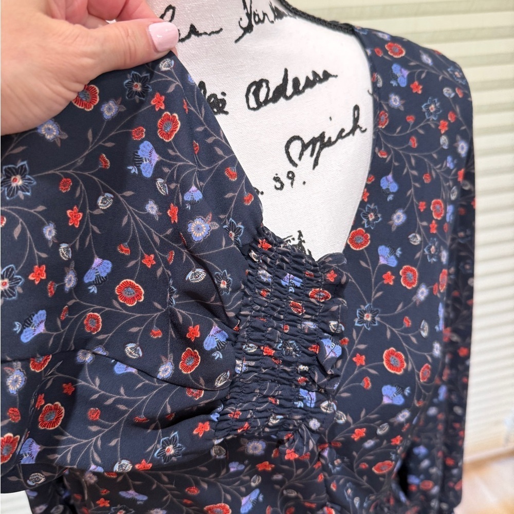 Aqua Floral Print Women's Top - Picture 4 of 4